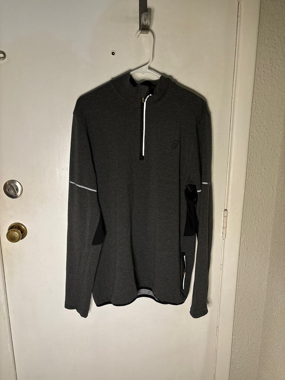 Asics Gray Front Zip Long Sleeve Shirt/Jacket M Fall Winter Classic Gorpcore Emo
